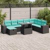 vidaXL 9 Piece Garden Sofa Set with Cushions Grey Poly Rattan Acacia