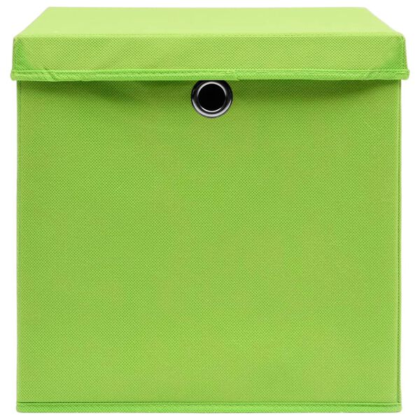 vidaXL Storage Boxes with Lids 10 pcs Green 32x32x32 cm Fabric