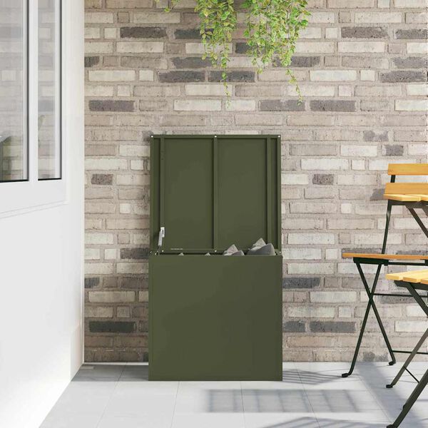 vidaXL Outdoor Storage Box Olive Green 55 x 50.5 x 50 cm Steel