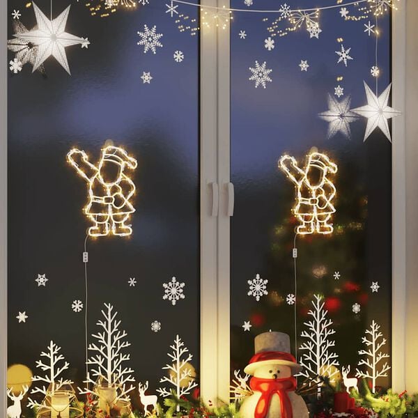vidaXL Christmas Lights Santa Silhouette 2 pcs 35 LEDs Warm White