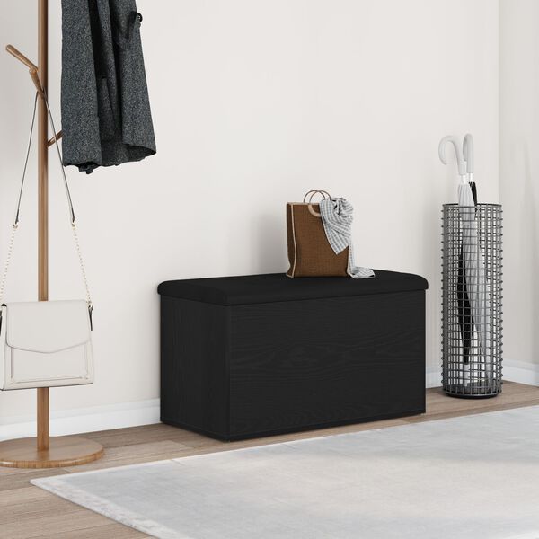 vidaXL Storage Bench Black Oak 82 x 42 x 45 cm Engineered Wood