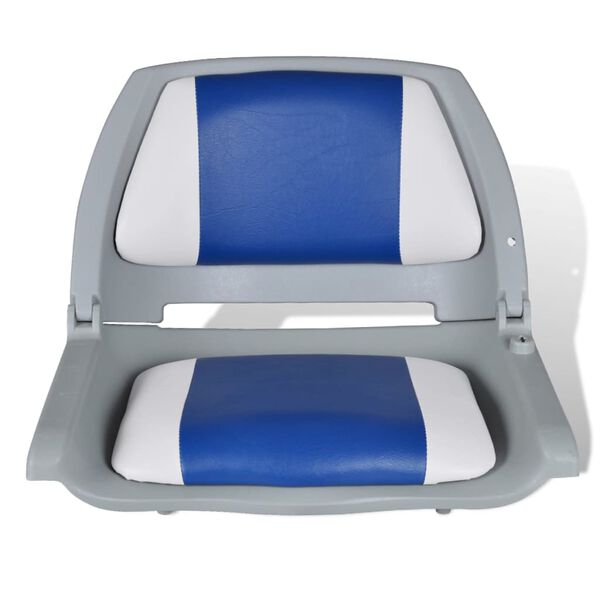 vidaXL Boat Seat Foldable Backrest with Blue-white Pillow 48x51x41 cm