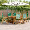 vidaXL 7 Piece Garden Dining Set Leaf Pattern Fabric and Solid Wood