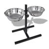 vidaXL Adjustable Double Diner Pet Dog Feeding Stand & 2 x 1.6L Stainless Steel Bowls