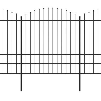 vidaXL Garden Fence with Spear Top Steel (1.75-2)x17 m Black