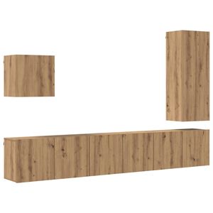 vidaXL TV Wall Unit Wall-mounted 5 pcs Artisan Oak Engineered Wood