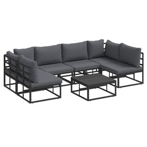 vidaXL Garden Sofa Set with Cushion 7 pcs Black Aluminium