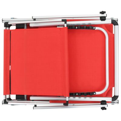 vidaXL Folding Sun Loungers with Roof 2 pcs Aluminium&Textilene Red