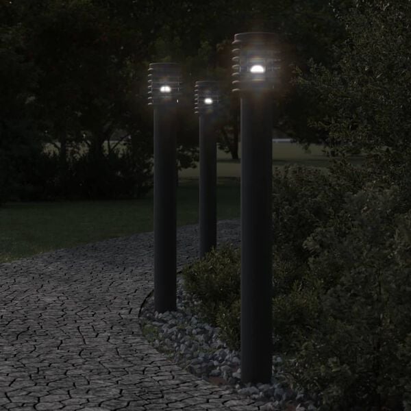 vidaXL Outdoor Floor Lamp with Outlet Black 110cm Stainless Steel