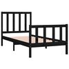 vidaXL Bed Frame without Mattress Black 75x190 cm Small Single Solid Wood