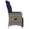 vidaXL Reclining Garden Chair with Cushions Grey Poly Rattan