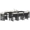 vidaXL Garden Dining Set 9 pcs Black Poly Rattan