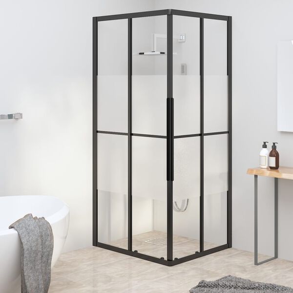 vidaXL Shower Cabin Half Frosted ESG 80x70x180 cm Black