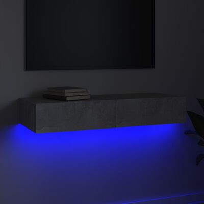 vidaXL TV Cabinet with LED Lights Concrete Grey 90x35x15.5 cm