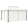 vidaXL Gazebo with Curtain&LED String Lights 4x3 m Cream White