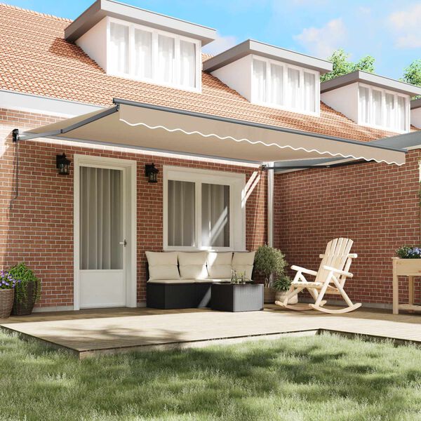 vidaXL Awning Retractable Beige 450 x 300 x 165 cm Polyester and Metal