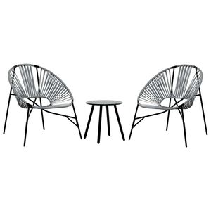 vidaXL Garden Chair Set 3 pcs Black and Light Grey Poly Rattan