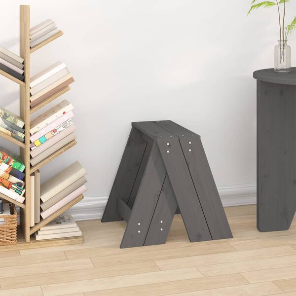vidaXL Stools 2 pcs Grey 40x40x45 cm Solid Wood Pine