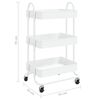 vidaXL 3-Tier Trolley White 43x34x79 cm Steel