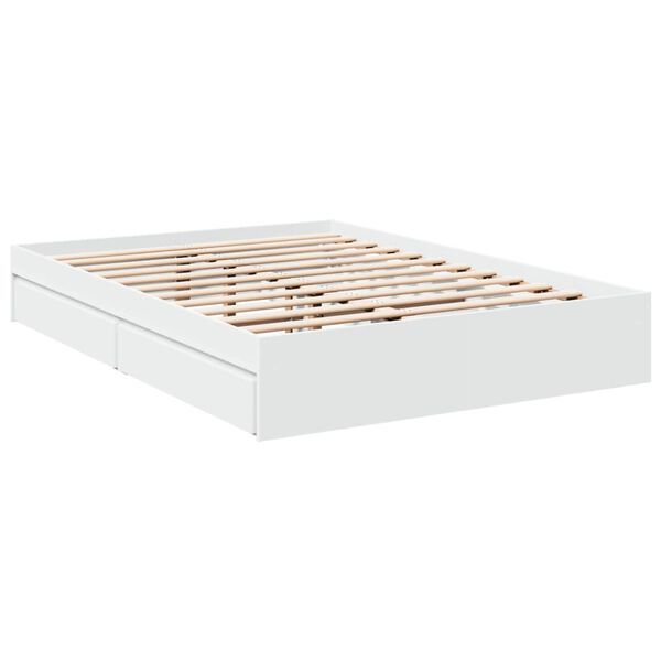 vidaXL Bed Frame with Drawers without Mattress White 140x190 cm