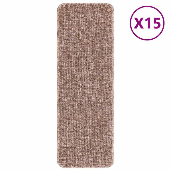 vidaXL Anti-slip Stair Mats 15 pcs Light brown 60 x 25 cm PP