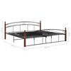 vidaXL Bed Frame without Mattress Black Metal&Solid Oak Wood 200x200 cm