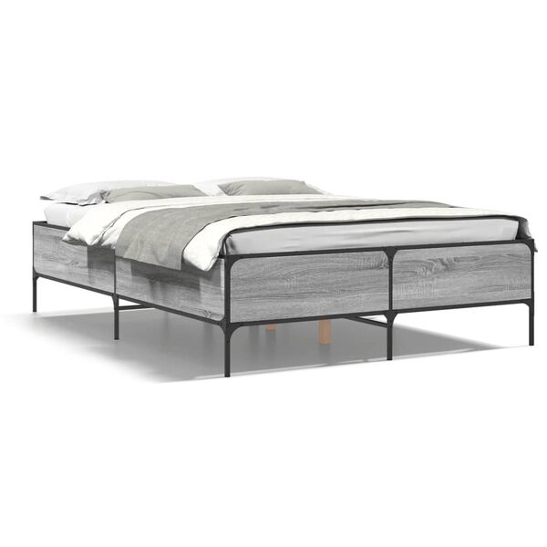 vidaXL Bed Frame without Mattress Grey Sonoma 120x190 cm Small Double