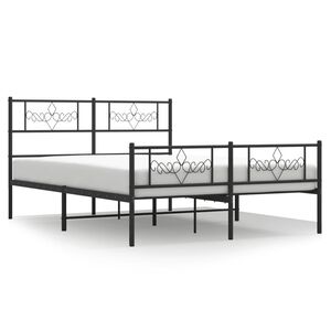 vidaXL Metal Bed Frame without Mattress with Footboard Black 140x190cm