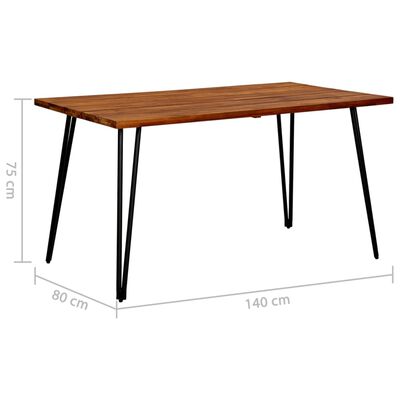 vidaXL Garden Table with Hairpin Legs 140x80x75 cm Solid Acacia Wood