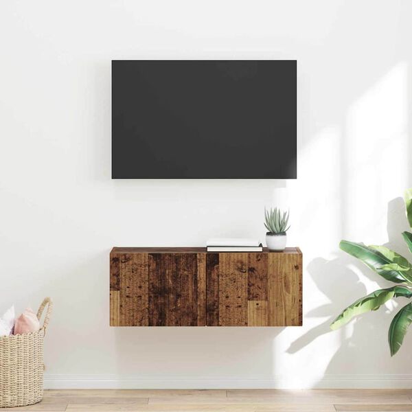 vidaXL TV Wall Cabinet Old Wood 78.5 x 31 x 29.5 cm Engineered Wood
