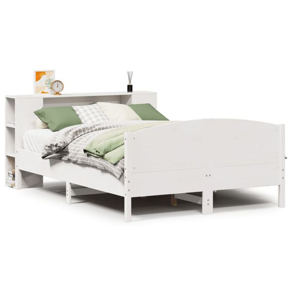 vidaXL Bookcase Bed without Mattress White 135x190cm Solid Wood Pine