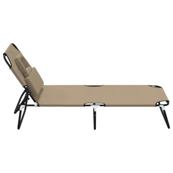 vidaXL Folding Sun Lounger Taupe Oxford Fabric&Powder-coated Steel