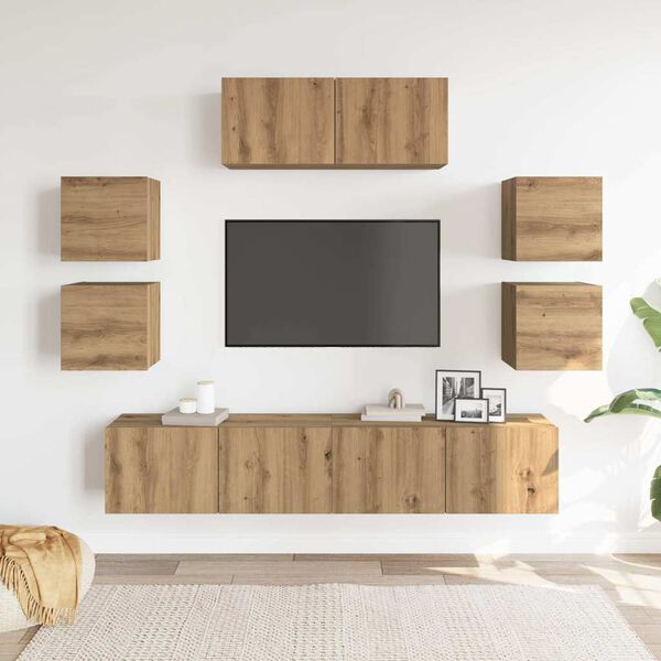vidaXL 7 Piece TV Cabinet Set Wall-mounted Artisan Oak Engineered Wood