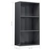 vidaXL 3-Tier Book Cabinet High Gloss Grey 60x30x114 cm Engineered Wood