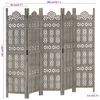 vidaXL Hand carved 5-Panel Room Divider Grey 200x165 cm Solid Mango Wood