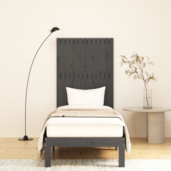 vidaXL Wall Headboard Grey 82.5x3x110 cm Solid Wood Pine