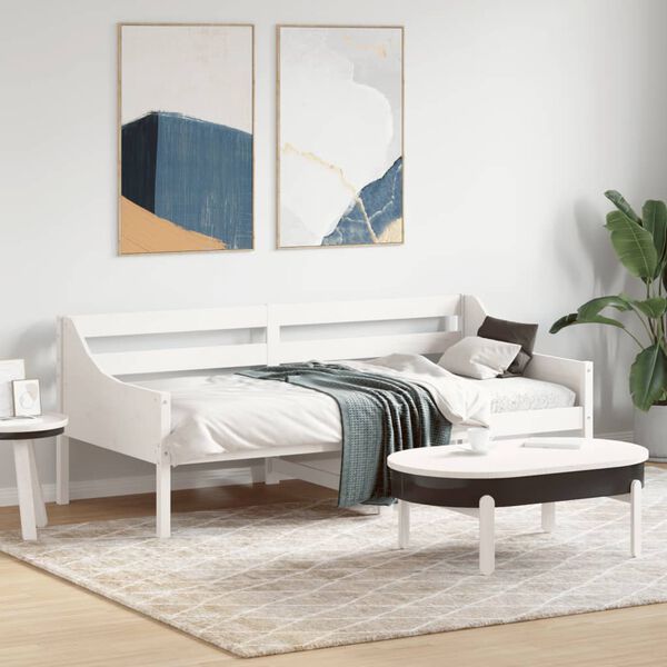 vidaXL Day Bed without Mattress White 75x190 cm Small Single Solid Wood Pine