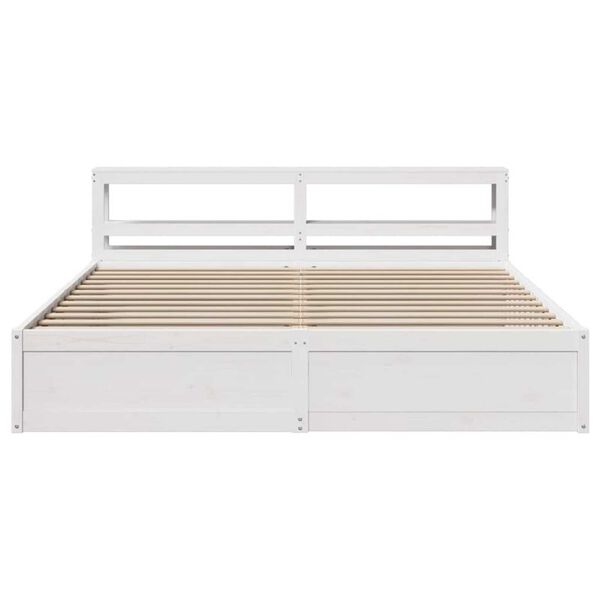 vidaXL Bed Frame with Headboard White 180x200 cm Super King Solid Wood Pine