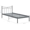 vidaXL Bed Frame without Mattress Grey Metal 100x200 cm