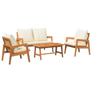vidaXL Bistro Set with Cushion 4 pcs Brown and Cream Solid Acacia Wood