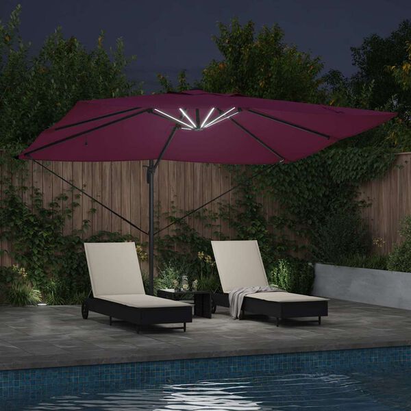 vidaXL Cantilever Roma Parasol Manual Red and Black 352 x 251 x 265 cm