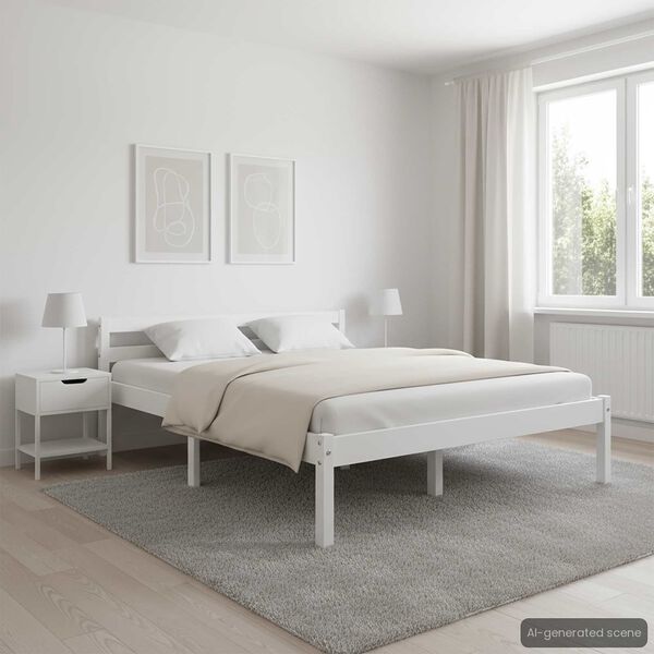 vidaXL Bed Frame without Mattress White Solid Pine Wood 140x200 cm