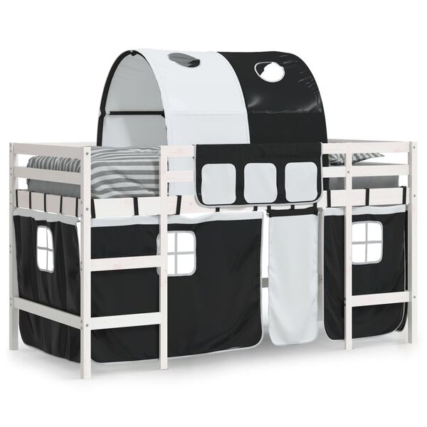 vidaXL Kids' Loft Bed with Tunnel without Mattress White&Black 90x190cm