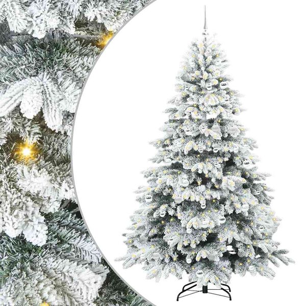 vidaXL Artificial Christmas Tree with 300 LEDs White 210 cm PE and PVC