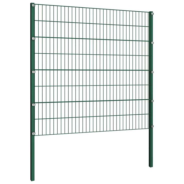 vidaXL Fence Panel with Posts Iron 176.5x160 cm Green