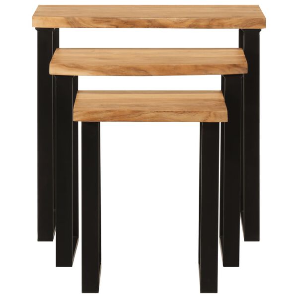 vidaXL Nesting Tables 3 pcs with Live Edge Solid Wood Acacia