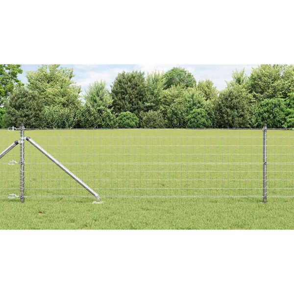 vidaXL Fence with Posts Silver 0.4 x 10 m Steel