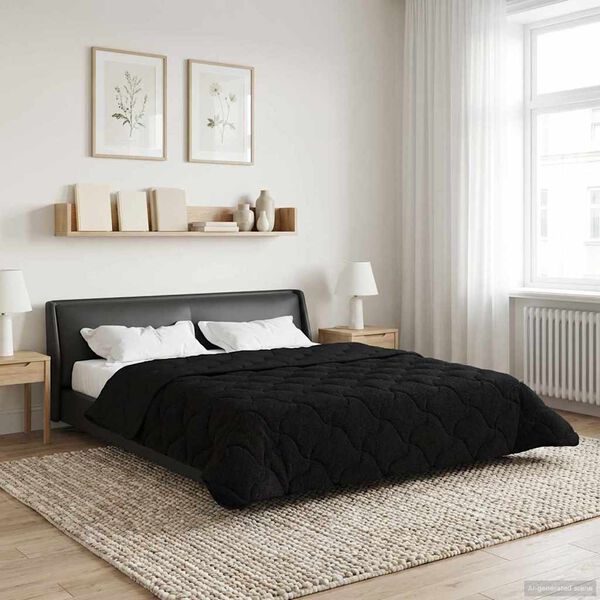 vidaXL Full Year Duvet Black 200 x 220 cm Microfiber and Teddy fleece