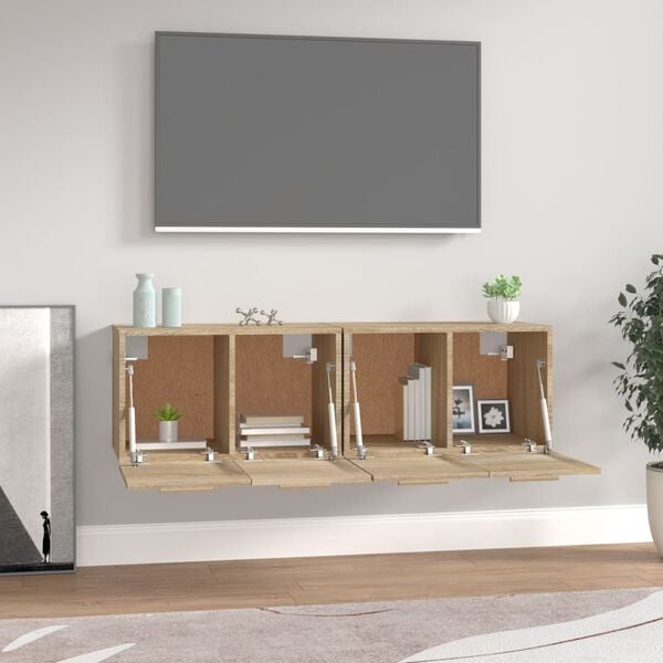 vidaXL Wall Cabinets 2 pcs Sonoma Oak 60x36.5x35 cm Engineered Wood