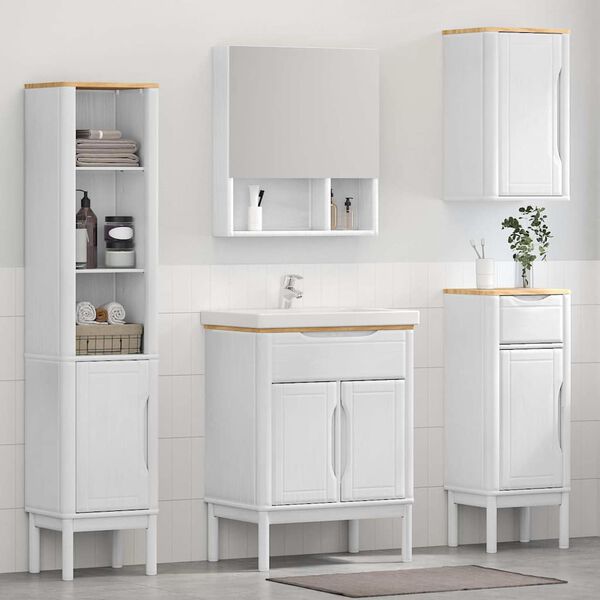vidaXL Bathroom Furniture Set with Drawer 4 pcs White Solid Pine Wood